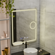 Lustro LED prostokątne 75x90cm Eclat MotionGlow Marcello System przeciwmgielny Zegar i termometr Ściemnialna lupa kosmetyczna