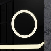 Prostokątne lustro LED, 80x60 cm, Definition MotionGlow Marcello, system przeciwmgielny, zegar i termometr, lupa kosmetyczna, ściemnialna