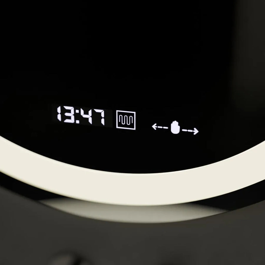 Okrągłe lustro LED, 60 cm, Celeste MotionGlow Marcello, system przeciwmgielny, zegar i termometr, ściemnialne