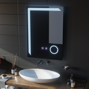 Manfred Touch LED Mirror Defog System, zegar i temperatura 60x80 cm Lupa kosmetyczna