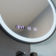 Lustro Otto Touch LED z systemem przeciwmgielnym, zegarem i temperaturą 80 cm, szczotkowana czarna rama