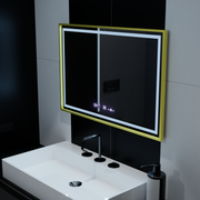 Prostokątne lusterko LED, 120x80 cm, Royale Gold Motionglow Marcello, System zmęczenia, zegar i termometr