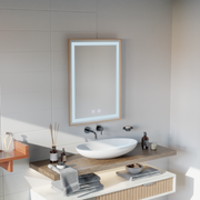 Lustro Kariri Touch LED, 60x80 cm, funkcja Defro, rama w kolorze różowego złota szczotkowanego