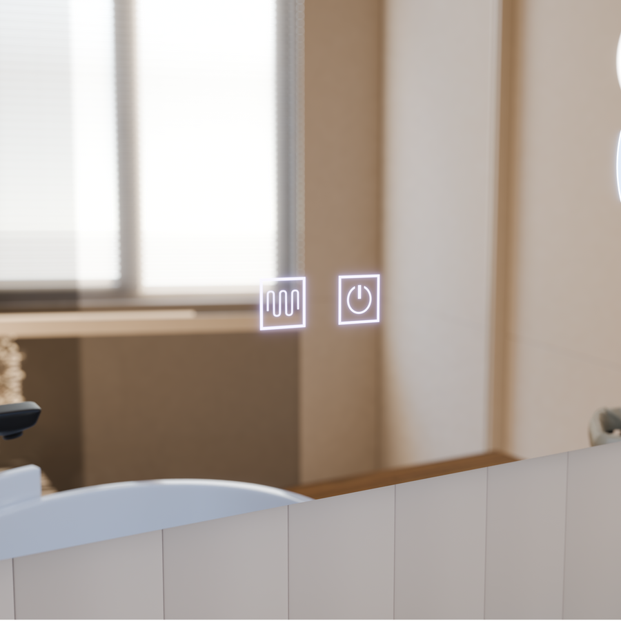 Prostokątne lustro LED, 80x60cm, Linea Touch, system odmgławiania, możliwość przyciemniania