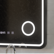 Ulrich Touch LED Mirror Defog System, zegar i temperatura 60x80 cm szczotkowana czarna rama lupa kosmetyczna