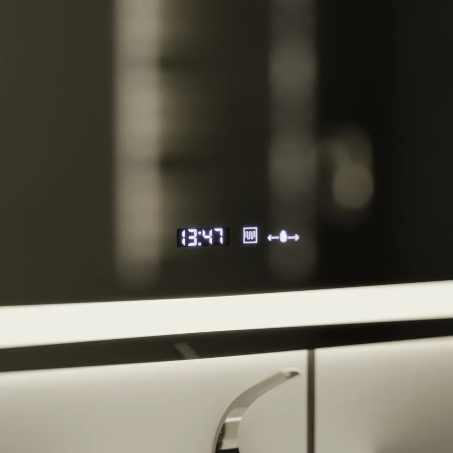 Prostokątne lustro LED, 100x75 cm, Verite MotionGlow Marcello, system przeciwmgielny, zegar i termometr, ściemnialne