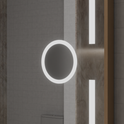 Lustro z czujnikiem ruchu Isabell MotionGlow LED z funkcją przeciwmgielną, termometr, zegar, 120x80 cm, ściemnialne, ciepłe/zimne/neutralne światło, szczotkowana rama w kolorze różowego złota, kolekcja Marcello Funghi