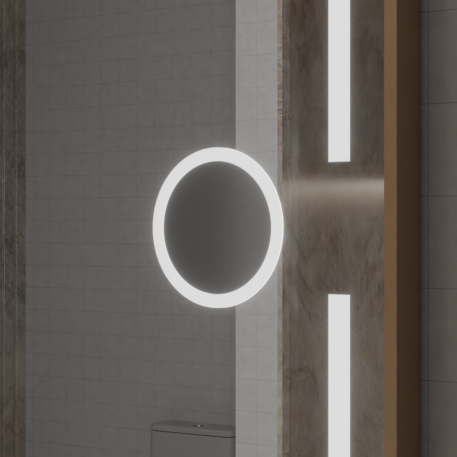 Lustro z czujnikiem ruchu Isabell MotionGlow LED z funkcją przeciwmgielną, termometr, zegar, 120x80 cm, ściemnialne, ciepłe/zimne/neutralne światło, szczotkowana rama w kolorze różowego złota, kolekcja Marcello Funghi