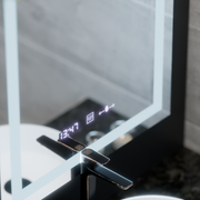 Prostokątne lustro LED, 60x80 cm, Verite MotionGlow Marcello, system przeciwmgielny, zegar i termometr, ściemnialne