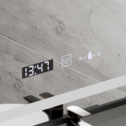 Prostokątne lustro LED, 60x80 cm, Verite Majeste Noir Motion Glow Marcello, system przeciwmgielny, zegar i termometr, ściemnialne