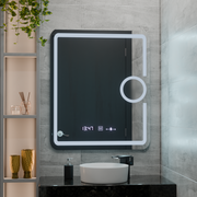 Lustro LED prostokątne 75x90cm Eclat MotionGlow Marcello System przeciwmgielny Zegar i termometr Ściemnialna lupa kosmetyczna