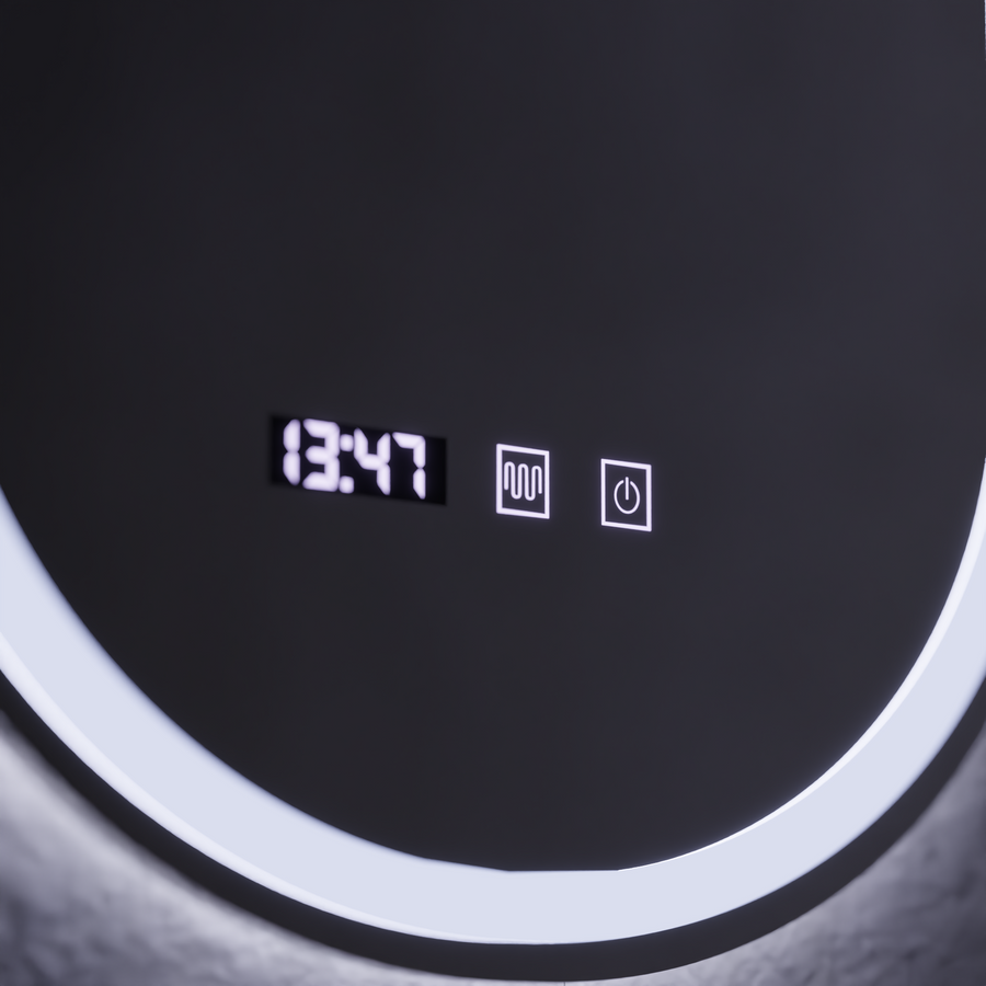 System odmgławiania lusterek ONIRA LED Touch, zegar i temperatura 50x80 cm