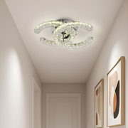 Żyrandol LED z pilotem i kryształem SHIA 27W, 2 okręgi, zimne/ciepłe/neutralne światło, ściemnialny, błyszczący chrom