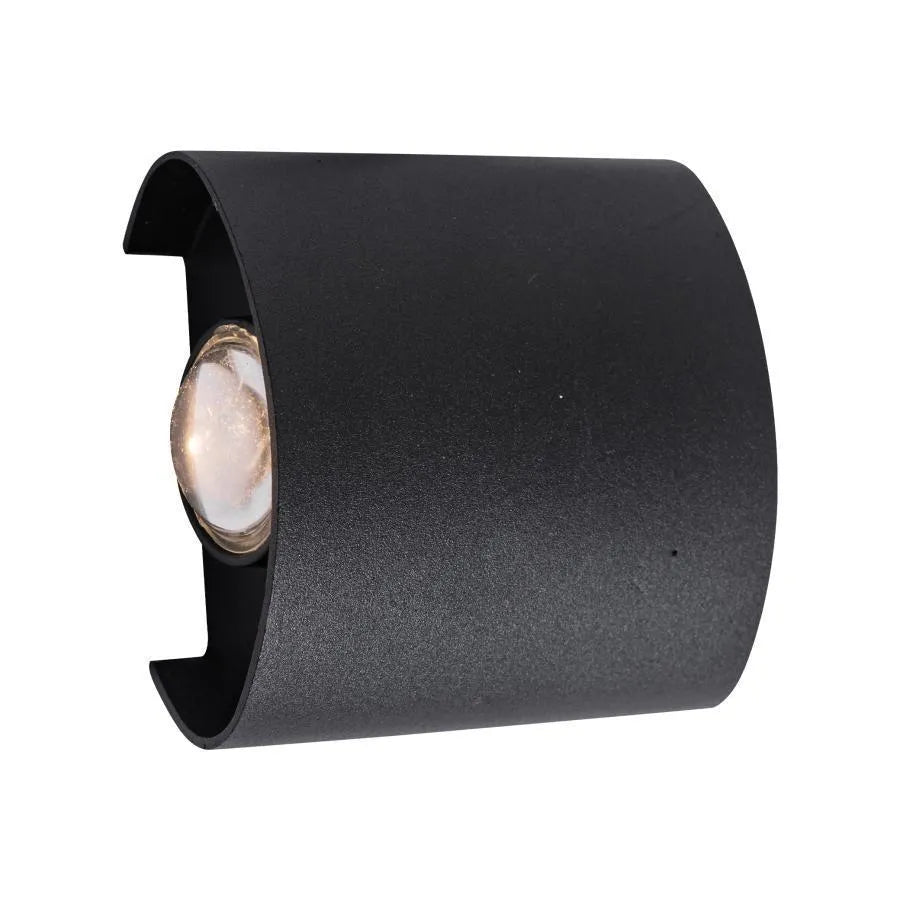Fantas Lampa ścienna LED do użytku wewnątrz i na zewnątrz, 2 źródła x 1 W, IP65, metaliczna, czarna, 3000 K