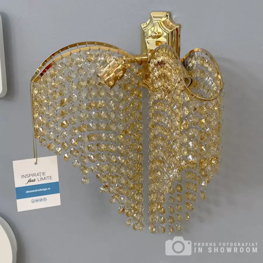 Lampa ścienna Crystal Sapphire 2x E27 Błyszczące złoto Błyszczące, kryształowe sznurki