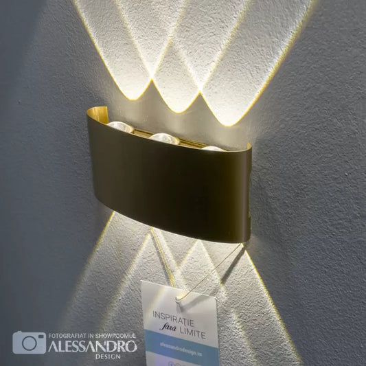 Fantas Lampa ścienna LED do użytku wewnątrz i na zewnątrz, 6 źródeł światła x 1 W, IP65, metaliczna, złota, 3000 K