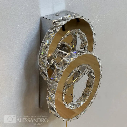 Żyrandol LED z kryształem JEFFERSON 32W, 2 okręgi, zimne/ciepłe/neutralne światło, błyszczący chrom