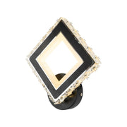 TERRANO Lampa ścienna LED z kryształkami, kwadratowa, 24 W, zimne/ciepłe/neutralne światło, czarna i nierdzewna stal