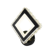 TERRANO Lampa ścienna LED z kryształkami, kwadratowa, 24 W, zimne/ciepłe/neutralne światło, czarna i nierdzewna stal