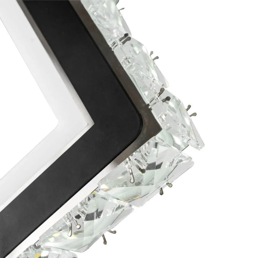 TERRANO Lampa ścienna LED z kryształkami, kwadratowa, 24 W, zimne/ciepłe/neutralne światło, czarna i nierdzewna stal