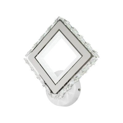 TERRANO Lampa ścienna LED z kryształkami, kwadratowa, 24 W, zimne/ciepłe/neutralne światło, kolor biały i stal nierdzewna