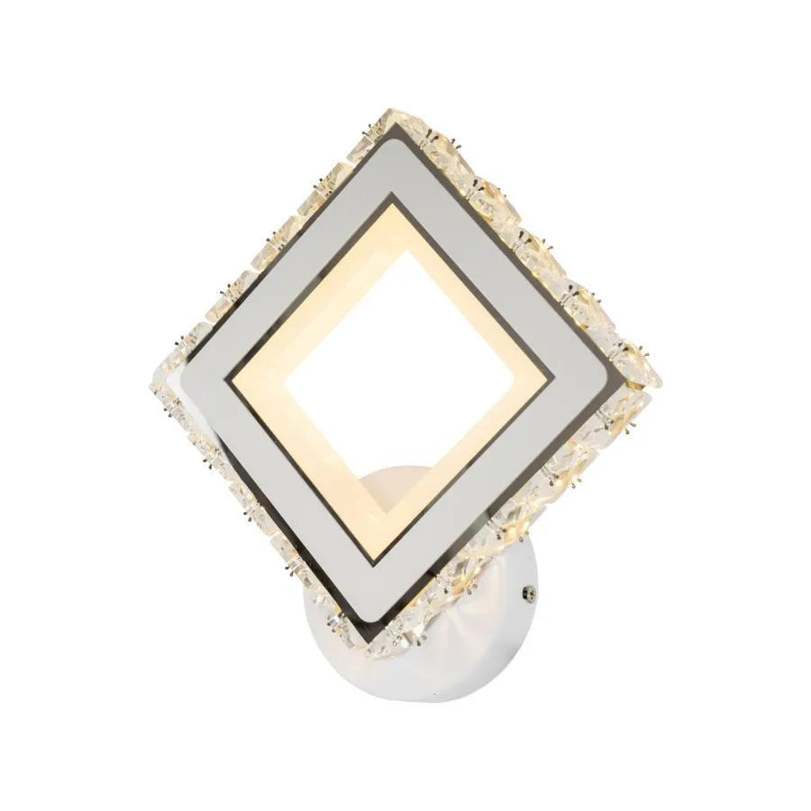 TERRANO Lampa ścienna LED z kryształkami, kwadratowa, 24 W, zimne/ciepłe/neutralne światło, kolor biały i stal nierdzewna