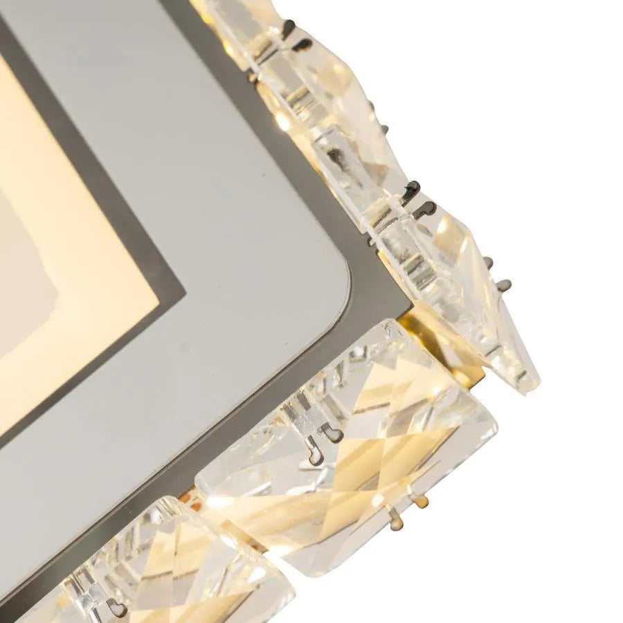 TERRANO Lampa ścienna LED z kryształkami, kwadratowa, 24 W, zimne/ciepłe/neutralne światło, kolor biały i stal nierdzewna