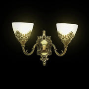 Rustykalna lampa ścienna COTTAGE, 2*E27, brąz z bielą, metal i szkło