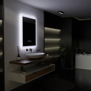 Prostokątne lustro LED, 60x80cm, czujnik Pugliesi MotionGlow Marcello, system przeciwmgielny, zegar i termometr, ściemnialne