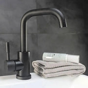 Bateria umywalkowa z obrotową wylewką, czarna, stal nierdzewna SUS304, LY008C