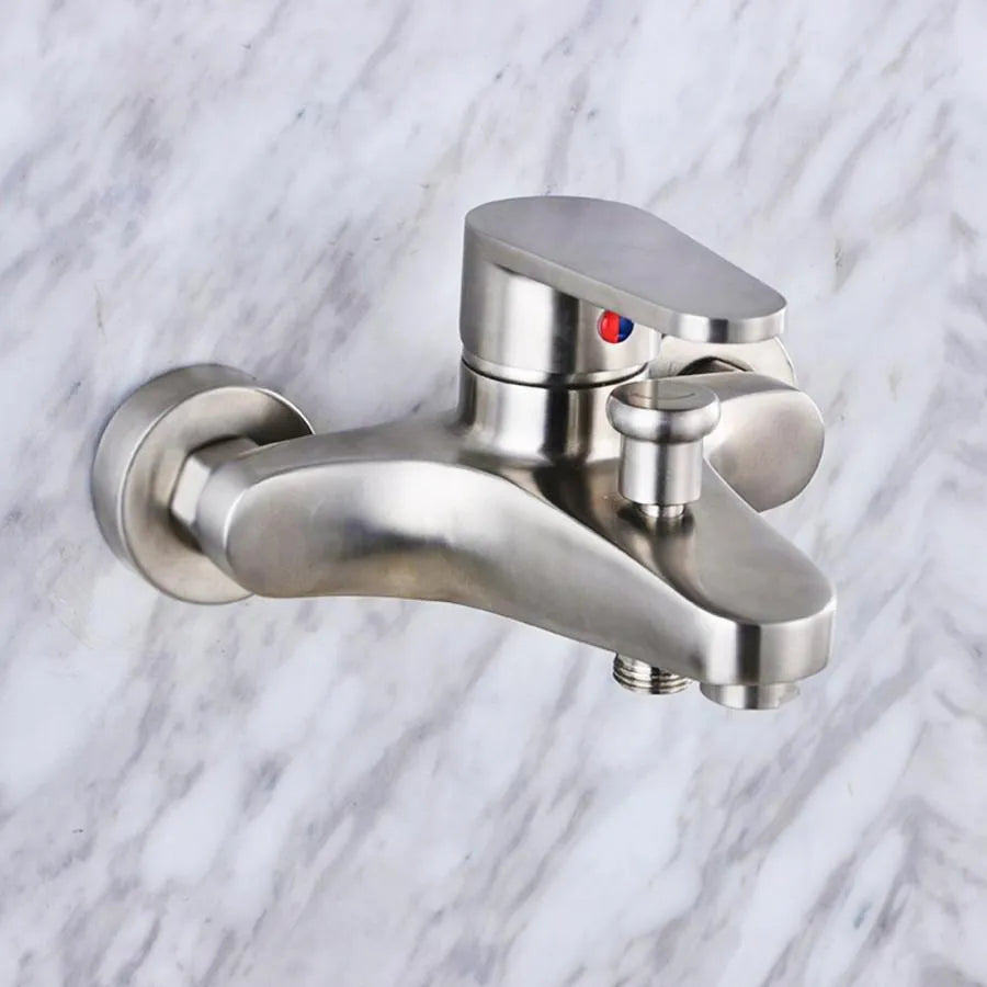 Bateria łazienkowa, stal nierdzewna SUS304, wykończenie satynowe, LY007