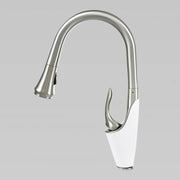 Bateria kuchenna z wyciąganą wylewką, mosiądz sanitarny, chrom, W054