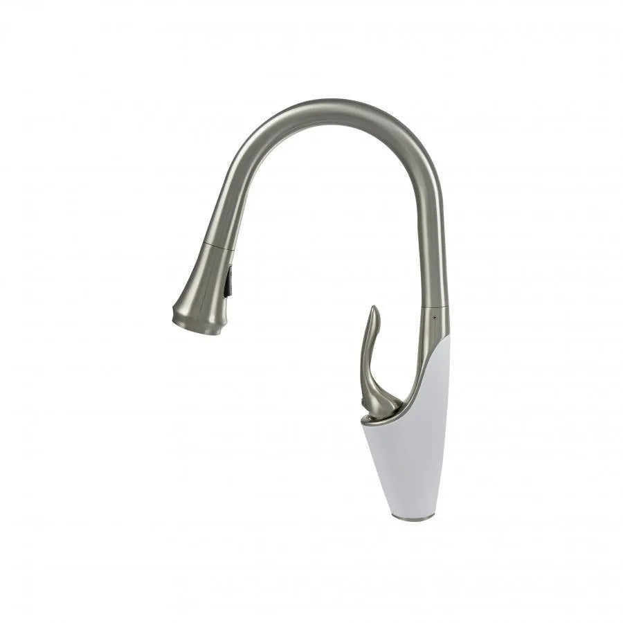 Bateria kuchenna z wyciąganą wylewką, mosiądz sanitarny, chrom, W054