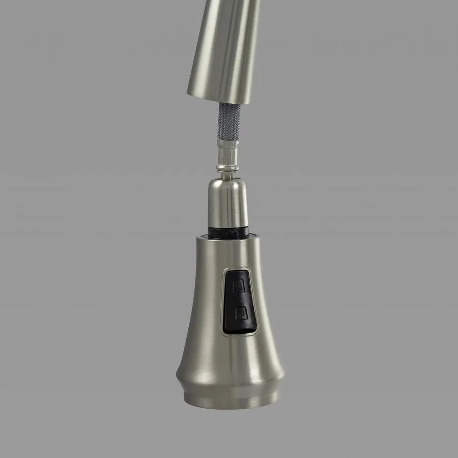 Bateria kuchenna z wyciąganą wylewką, mosiądz sanitarny, chrom, W054