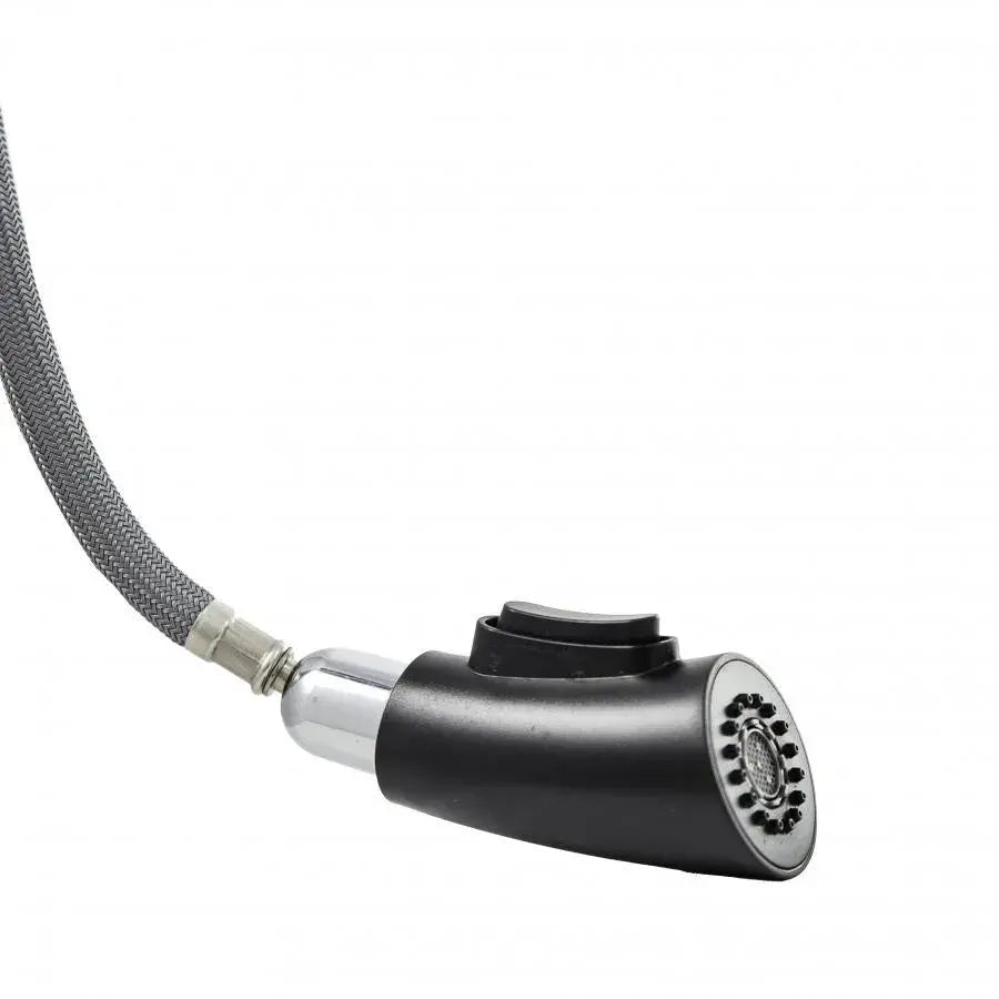 Bateria kuchenna z wyciąganą wylewką prysznicową, mosiądz sanitarny, chrom, W059