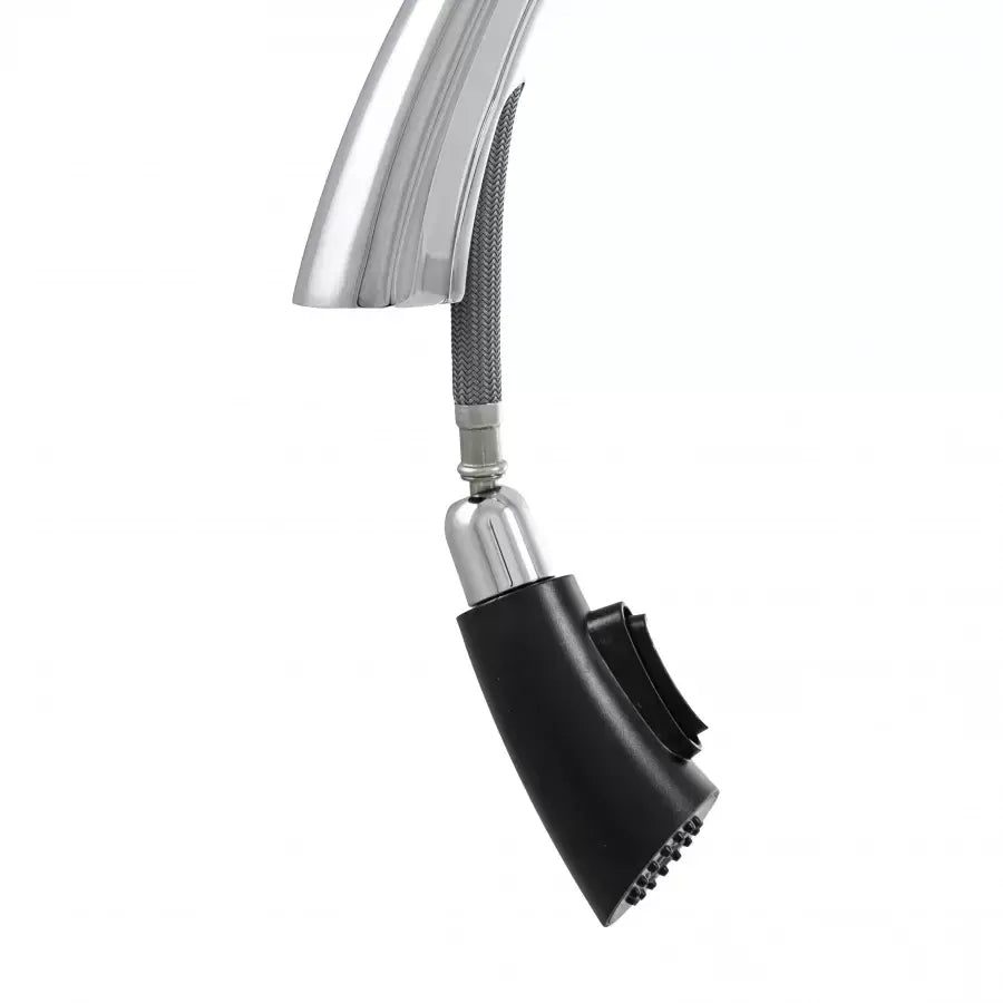 Bateria kuchenna z wyciąganą wylewką prysznicową, mosiądz sanitarny, chrom, W059