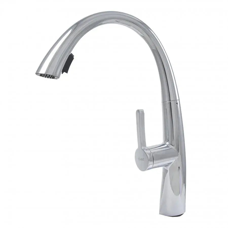 Bateria kuchenna z wyciąganą wylewką prysznicową, mosiądz sanitarny, chrom, W059