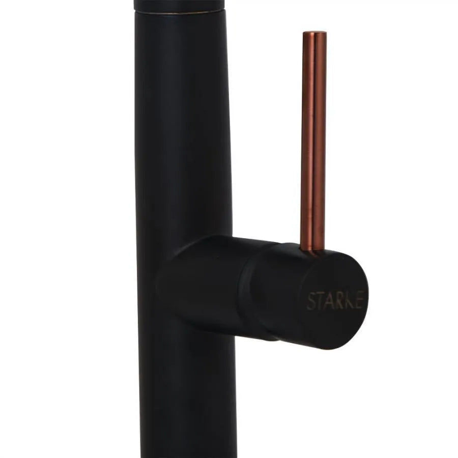 Bateria kuchenna z wyciąganą wylewką prysznicową, mosiądz sanitarny, czarny, CF2042