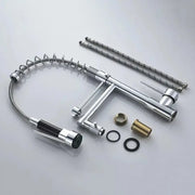 Bateria kuchenna z wyciąganą wylewką, stal nierdzewna i chromowany mosiądz, YD/201