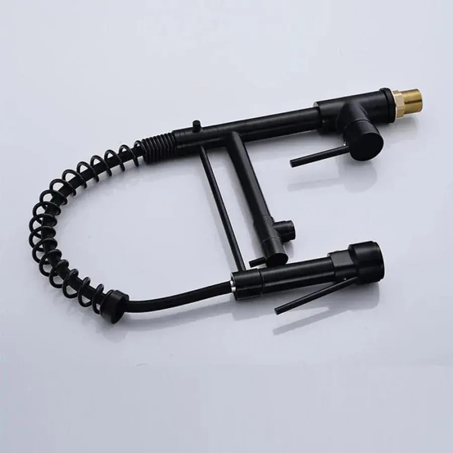 Bateria kuchenna z wyciąganą wylewką, stal nierdzewna i czarny mosiądz, YD/202