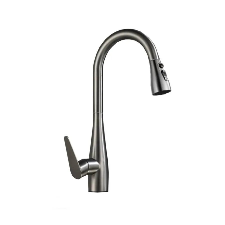 Bateria kuchenna z wyciąganą wylewką prysznicową stal nierdzewna szara ZY1010