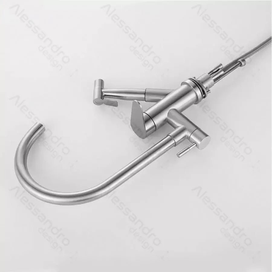 Bateria kuchenna z wyciąganą wylewką, stal nierdzewna SUS304, wykończenie satynowe, CF034