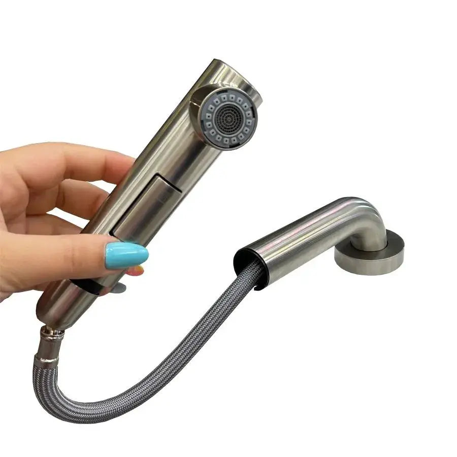 Bateria kuchenna z wyciąganą wylewką prysznicową stal nierdzewna srebrna YSQ/106