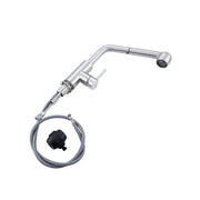 Bateria kuchenna z wyciąganą wylewką prysznicową Starke CF019, jednouchwytowa, stal nierdzewna, głowica ceramiczna, wykończenie satynowe