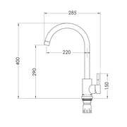 Bateria kuchenna Fabiano, jednouchwytowa, głowica ceramiczna 35 mm, stal nierdzewna 304, grafit