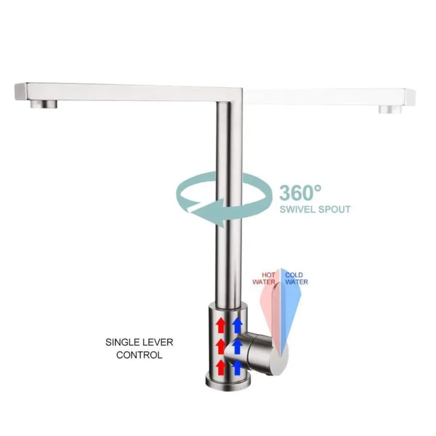 Srebrny stalowy kran kuchenny