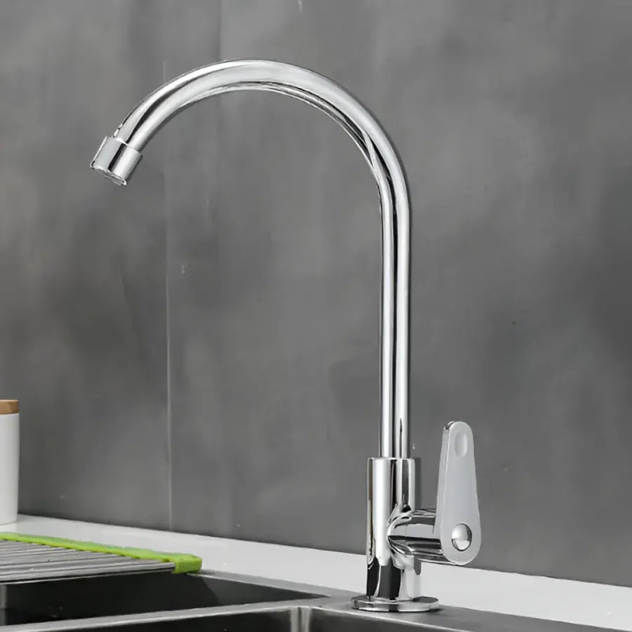 Kran ze stali nierdzewnej na zimną wodę, chrom, obrotowa wylewka, wysoki WH511