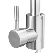 Jednouchwytowa bateria kuchenna z obrotową wylewką, głowica ceramiczna, satynowa stal nierdzewna, przyłącza, zestaw montażowy w zestawie CF002