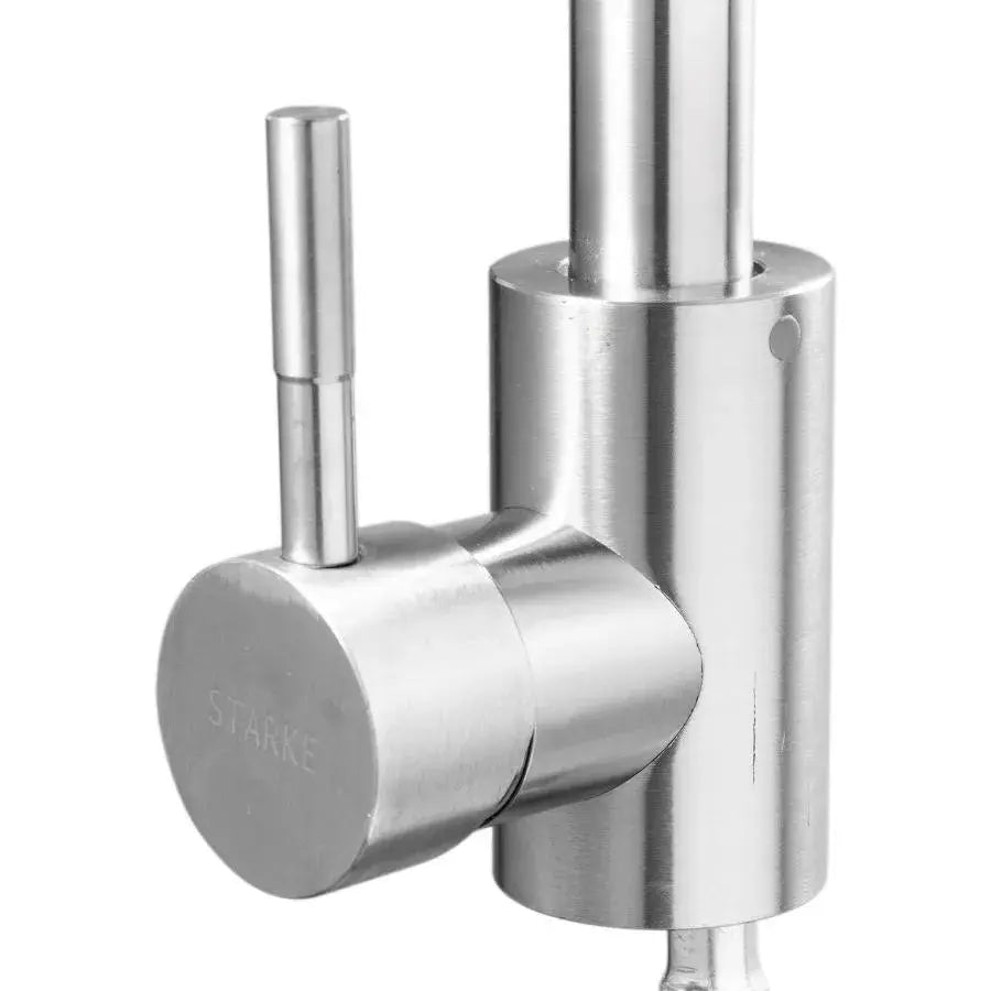 Jednouchwytowa bateria kuchenna z obrotową wylewką, głowica ceramiczna, satynowa stal nierdzewna, przyłącza, zestaw montażowy w zestawie CF002