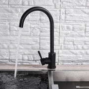 Jednouchwytowa bateria kuchenna z obrotową wylewką, głowica ceramiczna, stal nierdzewna, satynowa, czarna, złączki, zestaw montażowy w zestawie HS001